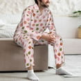 thumbnail image 7 of Naloa Hand Drawn Strawberry Men’s Pajamas Set - Long Sleeve Button Down Sleep Shirt and Pajama Bottoms Sleepwear Set-, 7 of 7