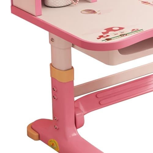 YNCE Kids Functional Desk and Chair Set, Height Adjustable Children School Study Desk with Storage Drawer for Boys Girls (Pink #1)