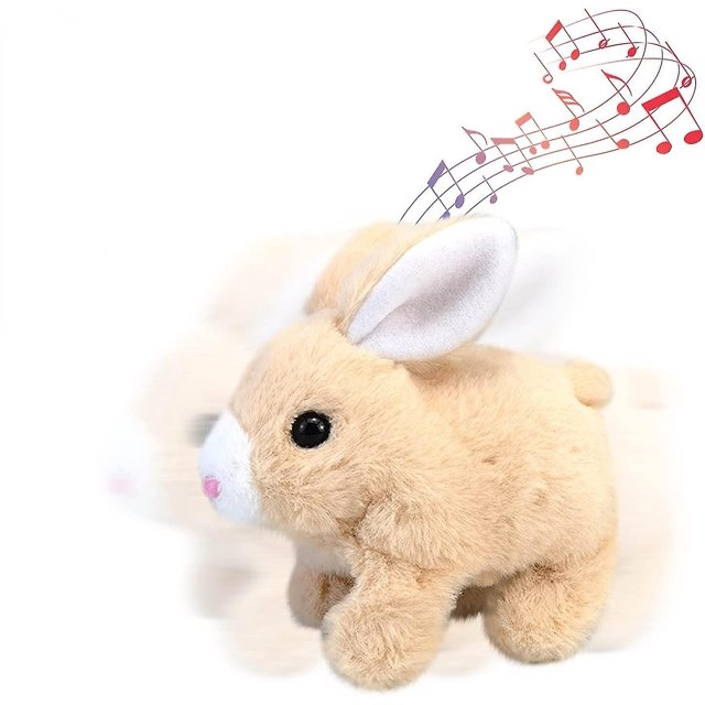 Electronic Plush Rabbit Toy, Easter Bunny Interactive Toy, Playful Bunny Hops Around Makes Sounds Wiggles Ears