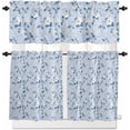 thumbnail image 2 of Kitchen Curtains Set, Blue Floral Kitchen Curtains and Valances Set, Elegant Spring Flowers Summer Botanical Rod Pocket Tier Curtains 36 Inch Length for Cafe/Bedroom Windows, 2 of 6