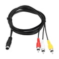 thumbnail image 1 of Cable S Video Uxcell de 5ft, Adaptador Convertidor de 4 Pin S-Video Macho a 3 RCA Macho para Receptor de TV Monitor, 1 of 5