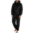 thumbnail image 3 of Adult Hooded Onesie Pajamas Non-Footed One Piece Sleepwear for Men Color: Black Size: XXXXL, 3 of 6