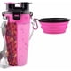 thumbnail image 1 of Botella de agua para perros con 2 tazones plegables Botella de agua portátil 2 en 1 y comida para perros, gatos, mascotas, botella de viaje para caminar, hacer ejercicio, caminar, acampar (rosa) JM, 1 of 5