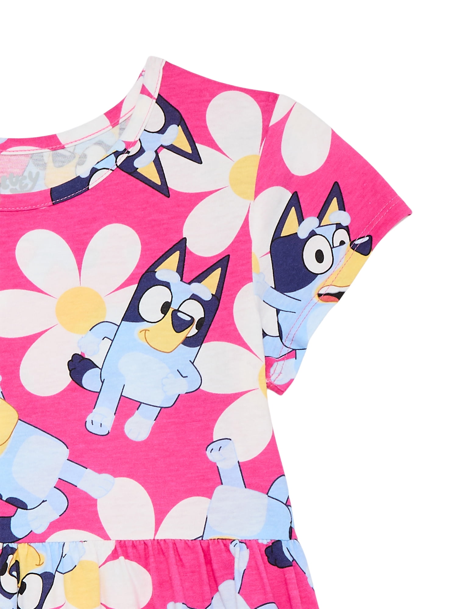 Bluey Girls Allover Print Dress with Short Sleeves, Sizes 4-12
