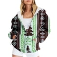 thumbnail image 1 of Puntoco Chaqueta Con Capucha Y Manga Larga Con Cremallera Y Estampado Navideño Informal Para Mujer, 1 of 6