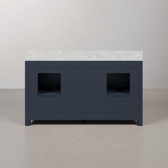 Water Creation Madison 60" Wood Double Bathroom Vanity in Blue/Satin Gold