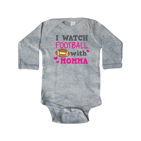 

Inktastic I Watch Football with My Momma Gift Baby Girl Long Sleeve Bodysuit