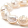 thumbnail image 2 of 1 pc Mother's Day Jewellery Natural Baroque Pearl Keshi Pearl Beaded Bracelets with Iron Paperclip Chains and 304 Stainless Steel Toggle Clasps Golden 7.28~7.68 inch(18.5~19.5cm), 2 of 6