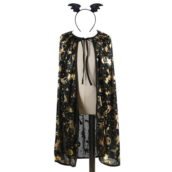 YunPes Halloween Children's Cape Printed Lace Cape with Headband Children's for Performance Puffy Jacket for Toddlers