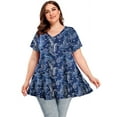 thumbnail image 3 of LARACE Plus Size Blouse for Women Short Sleeve Casual Shirt Tunic Tops T-Shirt Loose Shirt, 3 of 8