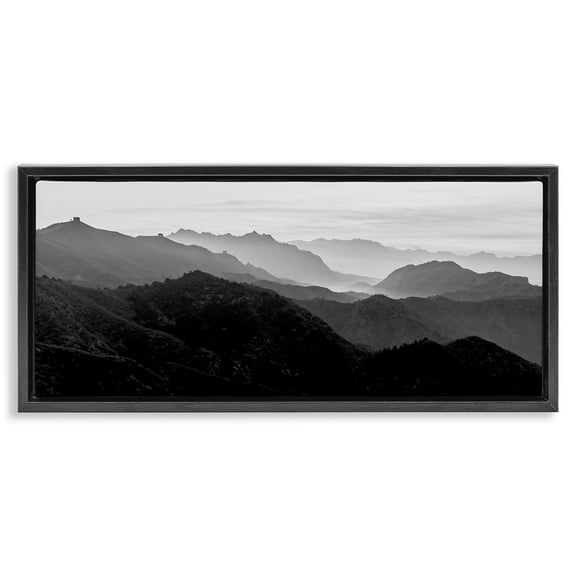 Stupell Industries Misty Sky Open Mountain Landscape Landscape Photography Black Floater Framed Canvas Art Print Wall Art, 25 x 11
