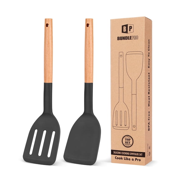 Espátula de cocina Bundlepro de silicona resistente al calor, juego de 2