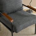 thumbnail image 4 of UBesGoo Mid Century Modern Accent Chair, Solid Wood Armchair with Rubberwood Armrests, Metal Frame Singe Sofa for Lounge Spaces, Dark Gray, 4 of 10