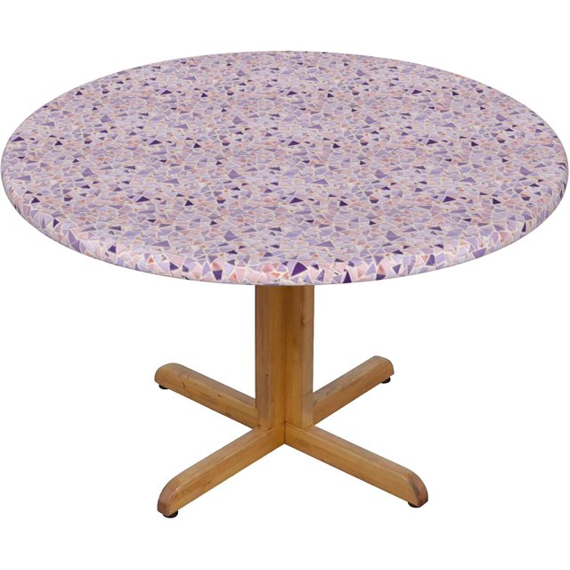 Round Fitted Tablecloth 54 Inch, Floor Terrazzo Texture Elastic Fitted Round Table Cover Fitted Table Cover Washable Tablecloths Kitchen Tablecover for Party, Wedding, Cocktail, Banquet, Festival