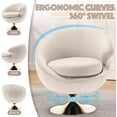 thumbnail image 3 of Modern Swivel Barrel Chair, Beige Velvet Round Accent Chair, 360 Swivel Cuddle Vanity Chair, Upholstered Arm Chair for Living Room, Bedroom, Hotel, Studio, Bar, Salon, Right Beige, 3 of 18