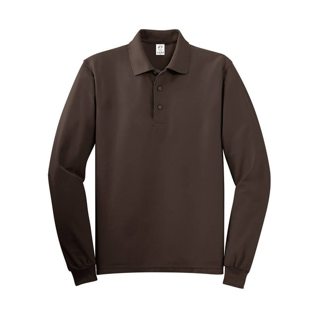 Gravity Threads Long-Sleeve Silk Feel Polo - Coffee Bean - Medium