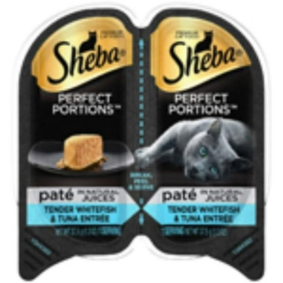 Mars Pet Care 23100110240 2.6 oz Sheba Perfect Portions Pate Nat Juices Whitefish & Tuna Grain Free Cat Food - Pack of 24