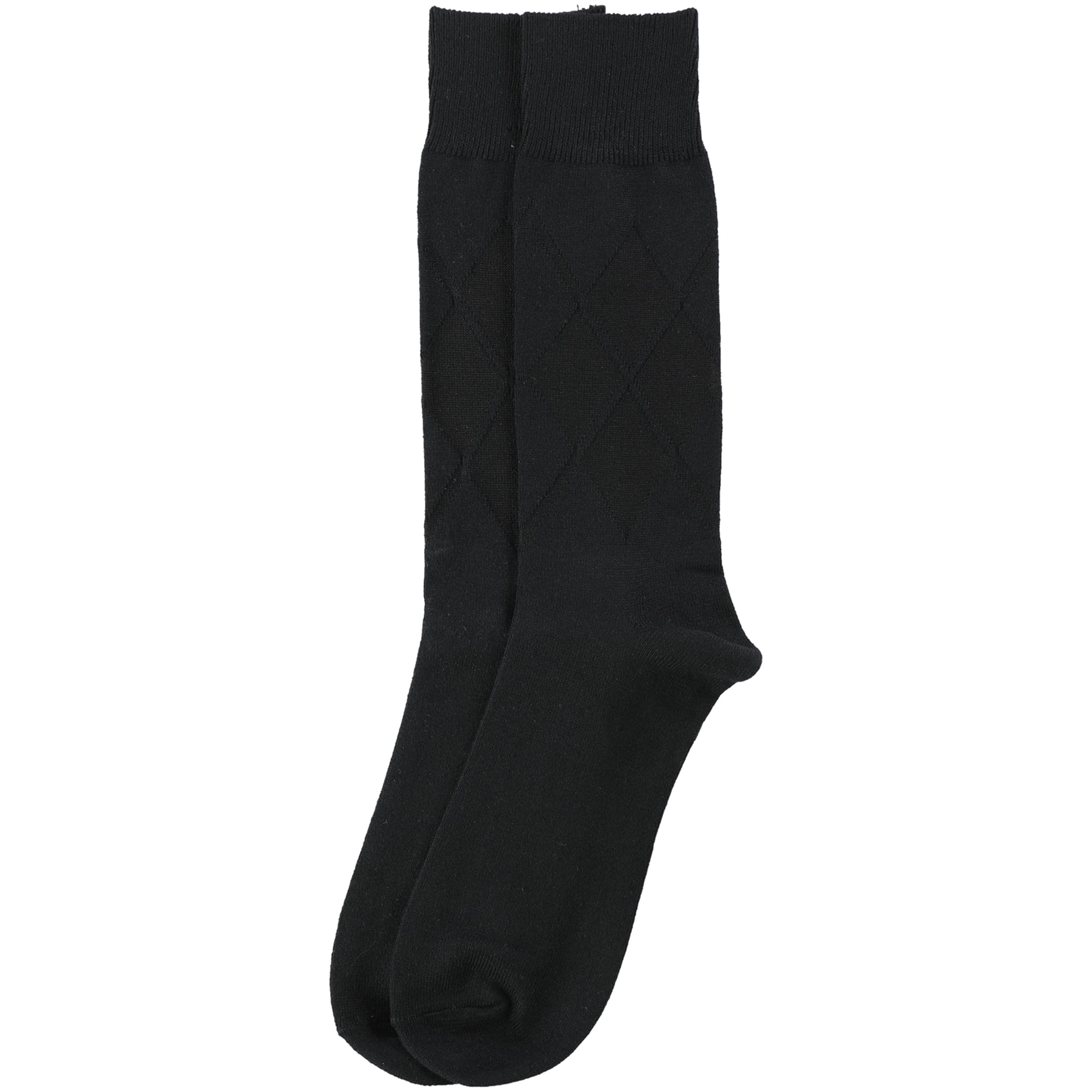 Perry Ellis Mens Argyle Texture Midweight Socks, Black, One Size ...