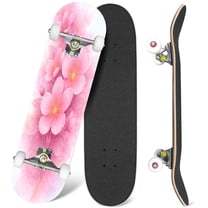 31'' Complete Skateboard 7 Layer Canadian Maple Double Kick Deck Skateboards Decorative floral cherry flowers watercolor Skate Board for Beginner Adult Gifts