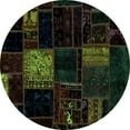 thumbnail image 1 of Ahgly Company Indoor Round Patchwork Turquoise Blue Transitional Area Rugs, 5' Round, 1 of 4