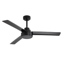 52" Ceiling Fan Without Light, 3 Blades Farmhouse Ceiling Fan with Control 6-speed Reversible DC Motor Black for Living Room, Bedroom, Kitchen Black ABS
