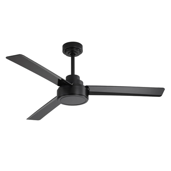 52" Ceiling Fan Without Light, 3 Blades Farmhouse Ceiling Fan with Control 6-speed Reversible DC Motor Black for Living Room, Bedroom, Kitchen Black   ABS
