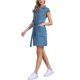 thumbnail image 4 of Vestido de mezclilla casual para mujer INSPIRE CHIC con cinturón, botones y escote en V, vestido de camisa de mezclilla XL azul claro, 4 of 6