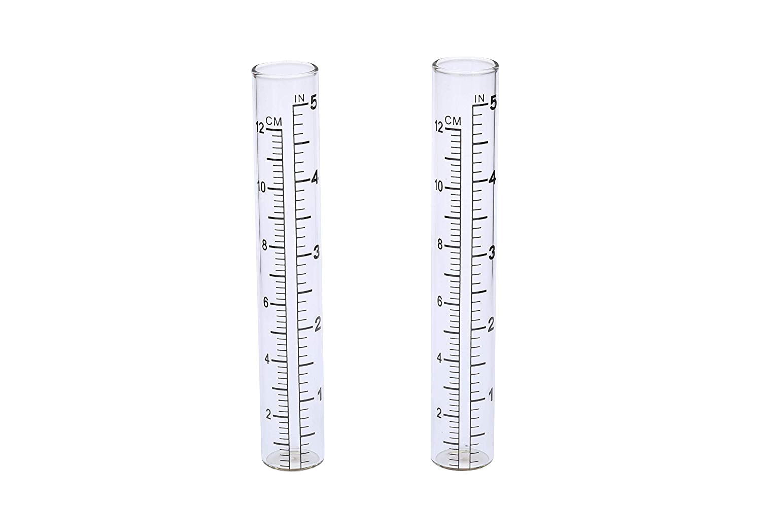 Onpiece 2 Pcs Clear Capacity Glass Rain Gauge Replacement Tube for Outdoor Garden Yard Home 