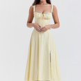 thumbnail image 3 of Fashion Print Bustier Sundress Drawstring Lace Sleeveless Dress For Women, 3 of 5