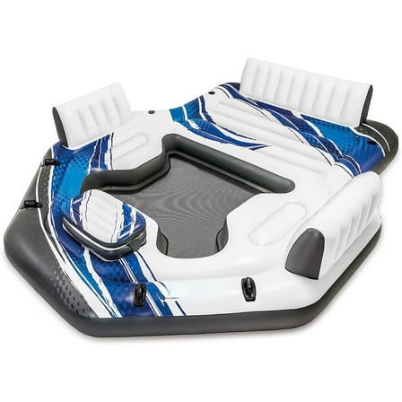 ZSTECH Inflatable Pool Raft for 5, Blue, with Cooler & Cupholders