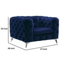 thumbnail image 4 of Benjara Chesterfield Design Fabric Chair w/ Track Arms & Angled Metal Legs-Blue, 4 of 4