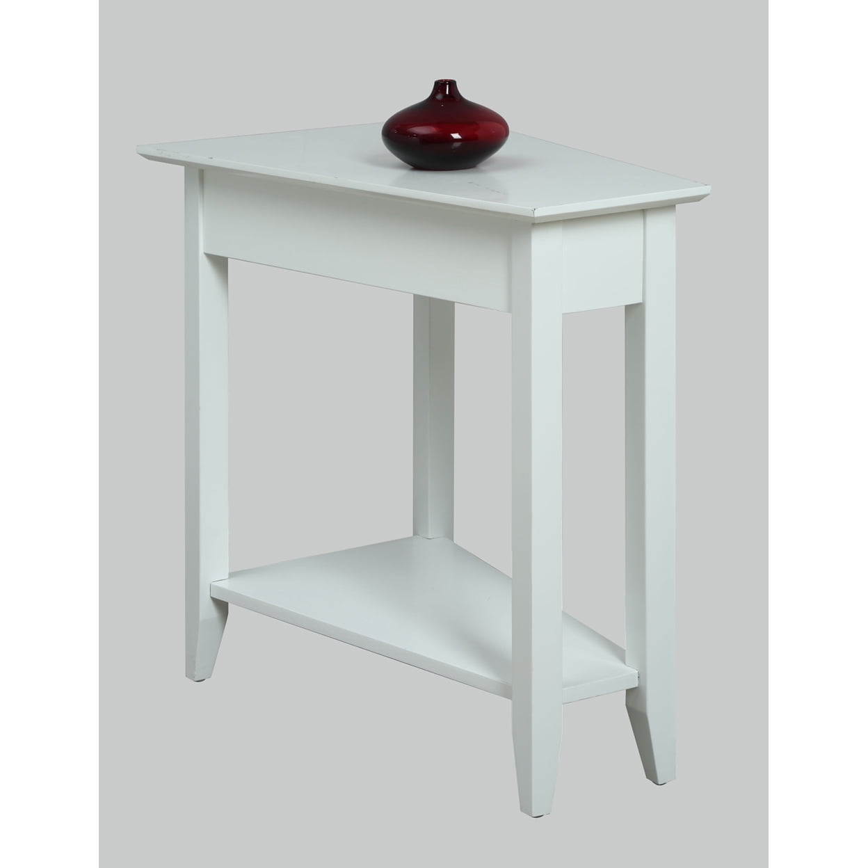 Convenience Concepts American Heritage Wedge End Table with Shelf, White