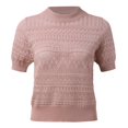 thumbnail image 4 of MPWEGNP Womens Short Sleeve Sweaters Tops Crew Neck Pullover Shirt Lightweight Knit Sweater Blouse for Women Fall Pink, 4 of 5