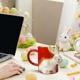 thumbnail image 5 of Easter Bunny Design Ceramic Coffee Mug, Handmade Stylish Tea Cup, Elegant Water Cup for Office and Home Kitchen Use, Perfect Festive Gift for Holiday Celebrations and Daily Beverage, Red, 5 of 6