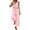 Pink, variant on Women's Flowy Wide Leg Jumpsuit V-Neck Button Front with Elastic Waist Sleeveless Casual Romper for Vacation Casual Wear Spring Summer Daily Wear