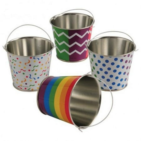 US Toy TU228X4 Rainbow Party Buckets - 12 Per Pack - Pack of 4