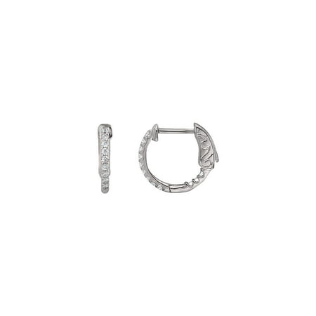 Platinum Polished Earring - Platinum Diamond 14.5mm Polished 0.25 Dwt Diamond Hoop Earrings