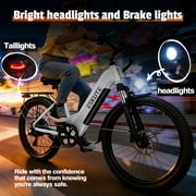 ESKUTE C200D Electric Bike for Adults – 750W Motor, 20MPH Step-Thru Ebike, 840Wh Removable Battery , Up to 70 Miles, 26 Tires, 7-Speed White, UL2849