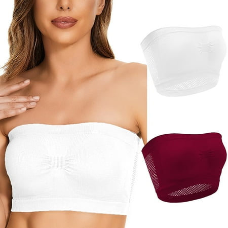 Juslio High Impact Sports Bras for Women 2PC Wirefree Breathable Solid Strapless Bra