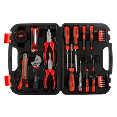 32 Piece Tool Kit with Carrying Case-Heat Treated Steel Essential Basic Repair Handtool Set for DIY, Apartments, Dorms, and Homeowners by