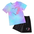 thumbnail image 4 of mgoYE Girl Outfits Size 10-12 Tween Girl Clothes 2 Piece Short Sleeve Tie Dye Heart Print Top and Shorts Teen Girl Summer Outfits Short Set(Blue,11-12 Years), 4 of 4