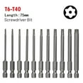 thumbnail image 6 of T40 Magnetic Head Torx Screwdriver Bit 75Mm Security Tamper Proof Star T7, 6 of 8