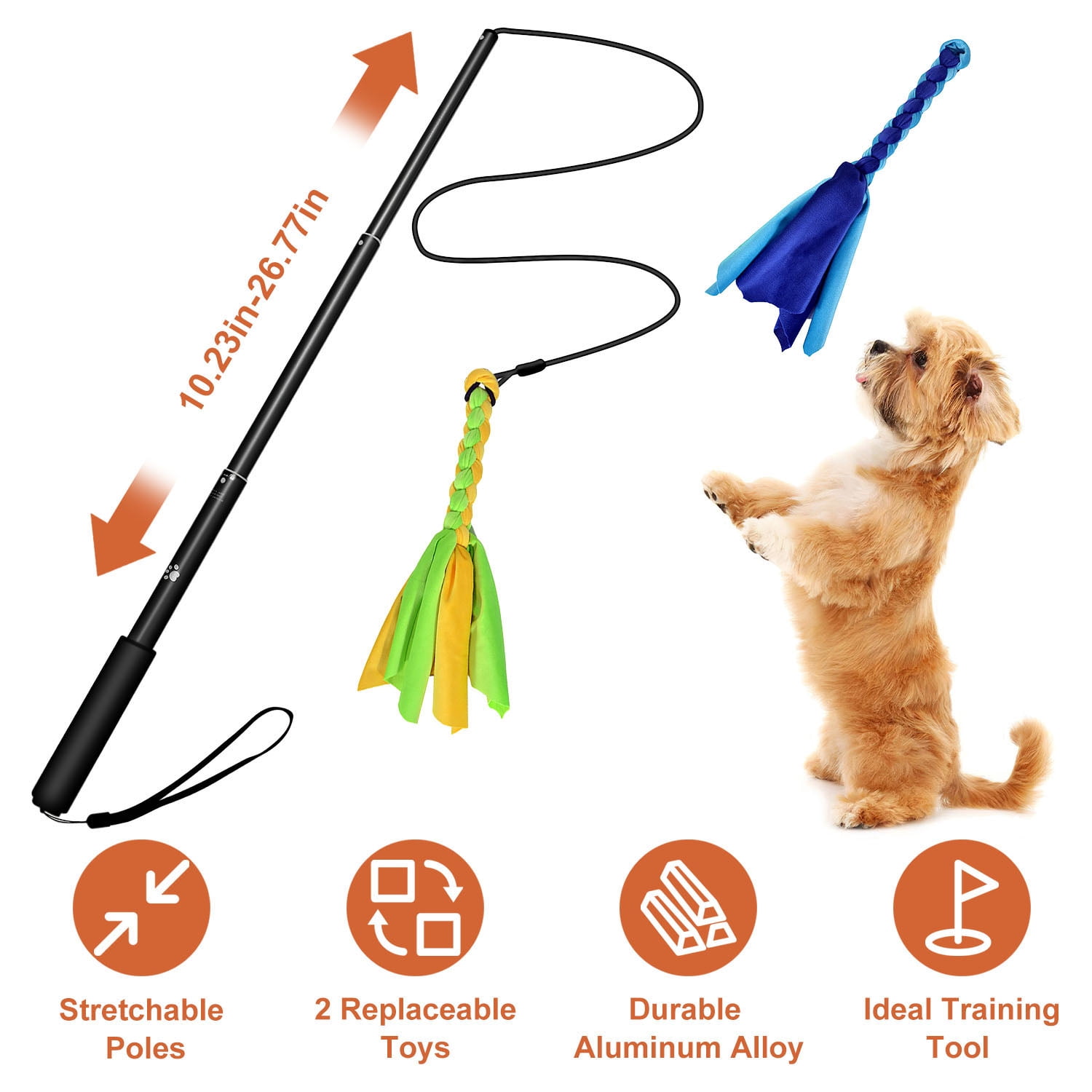 Carbon Fiber Dog Flirt Pole - Lightweight Teaser Toy With 2 Ropes & Telescopic Design