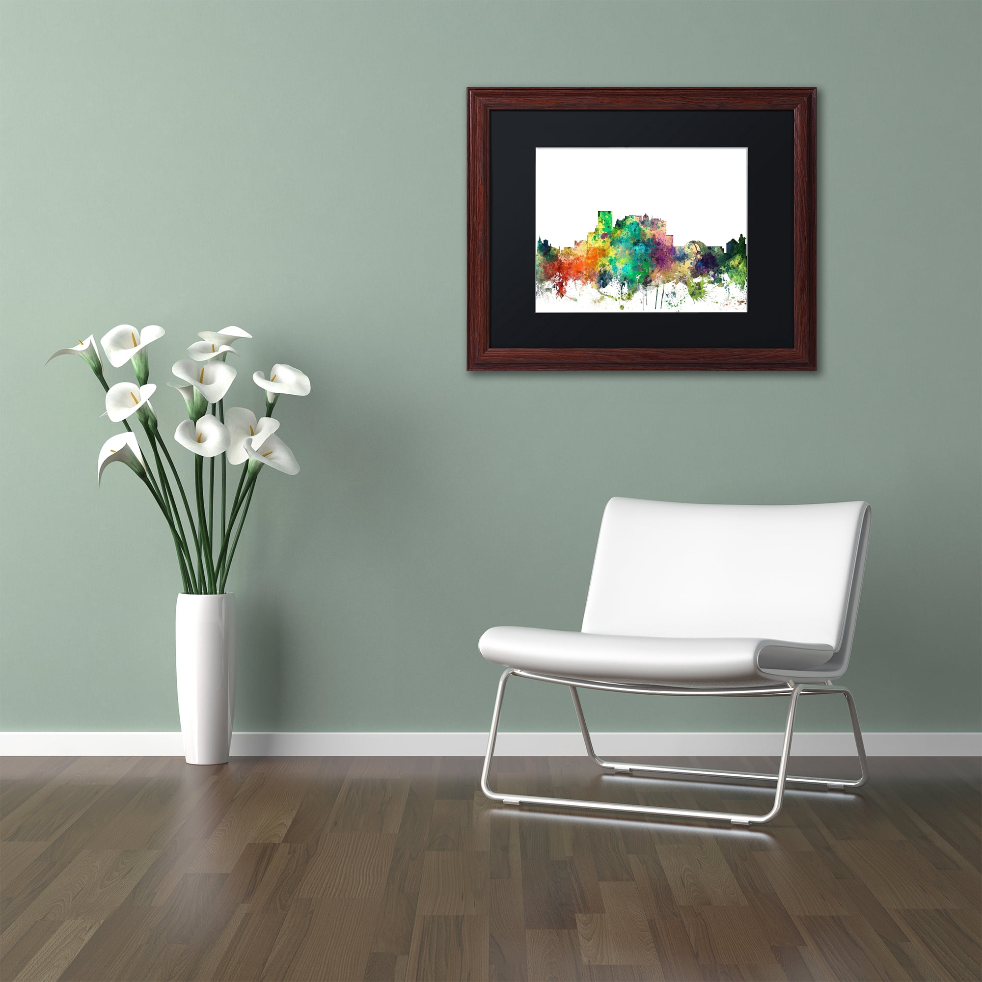 Trademark Fine Art 16 x 20 Landscape Matted Framed Art 'El Paso Texas Skyline SP' by Marlene Watson