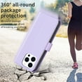 thumbnail image 6 of SaniMore Case for iPhone 15 Pro Max (6.7" 2023), PU Leather Flip Folio Book Protective Cover Cash Pocket Magnetic Clasp Credit Card Holder Kickstand Men Women TPU Shockproof Wallet Shell, Lightpurple, 6 of 11