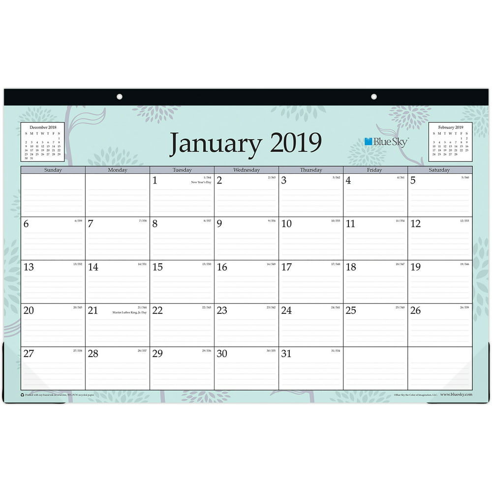 Blue Sky 2020 Monthly Desk Pad Calendar, Ruled Blocks, 17" x 11", Rue