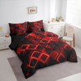 thumbnail image 2 of Castle Fairy Abstract Glowing Cube King Bedding 7pcs,Minimalism Neon Geometric King Bed in a Bag,Red Black,Reversible, 2 of 7