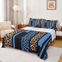 Feelyou Fashion Pink Abstract Bed Sheets, Cheetah Leopard Print King Sheets, Chic Polkadots Sheet Set, Breathable Home Decor, 4 Pieces