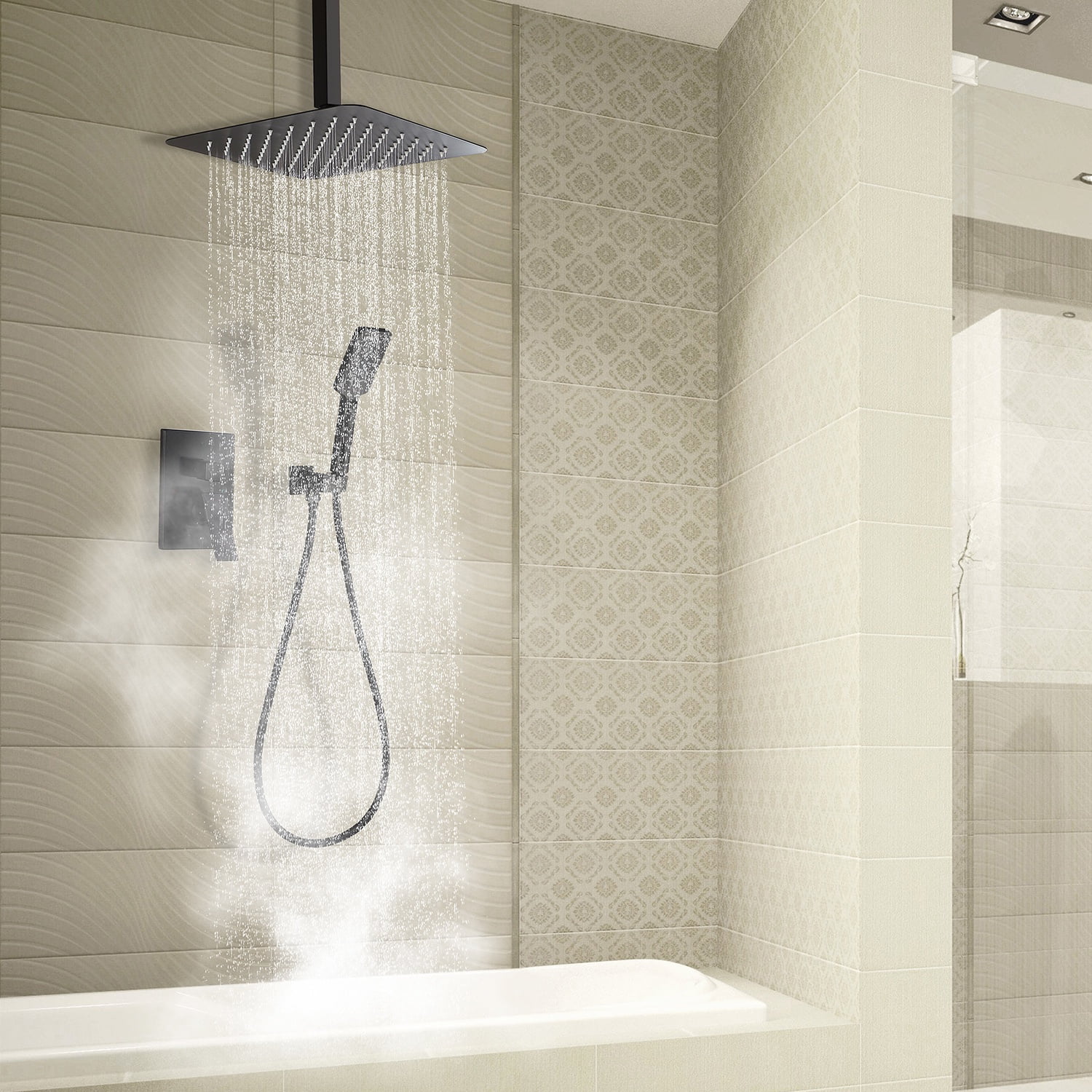 Rainlex One-Handle 1-Spray Setting Matte Black Bathtub Shower Faucet