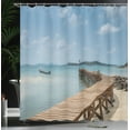 thumbnail image 4 of Ambesonne Nautical Shower Curtain, Wooden Bridge to Sea, 69"Wx84"L, Blue Brown, 4 of 5
